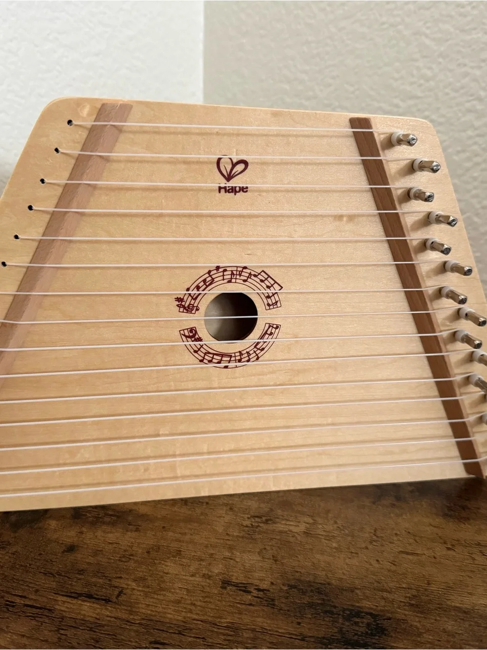 Hape Happy Harp Wooden Kids Harp - Natural & White
